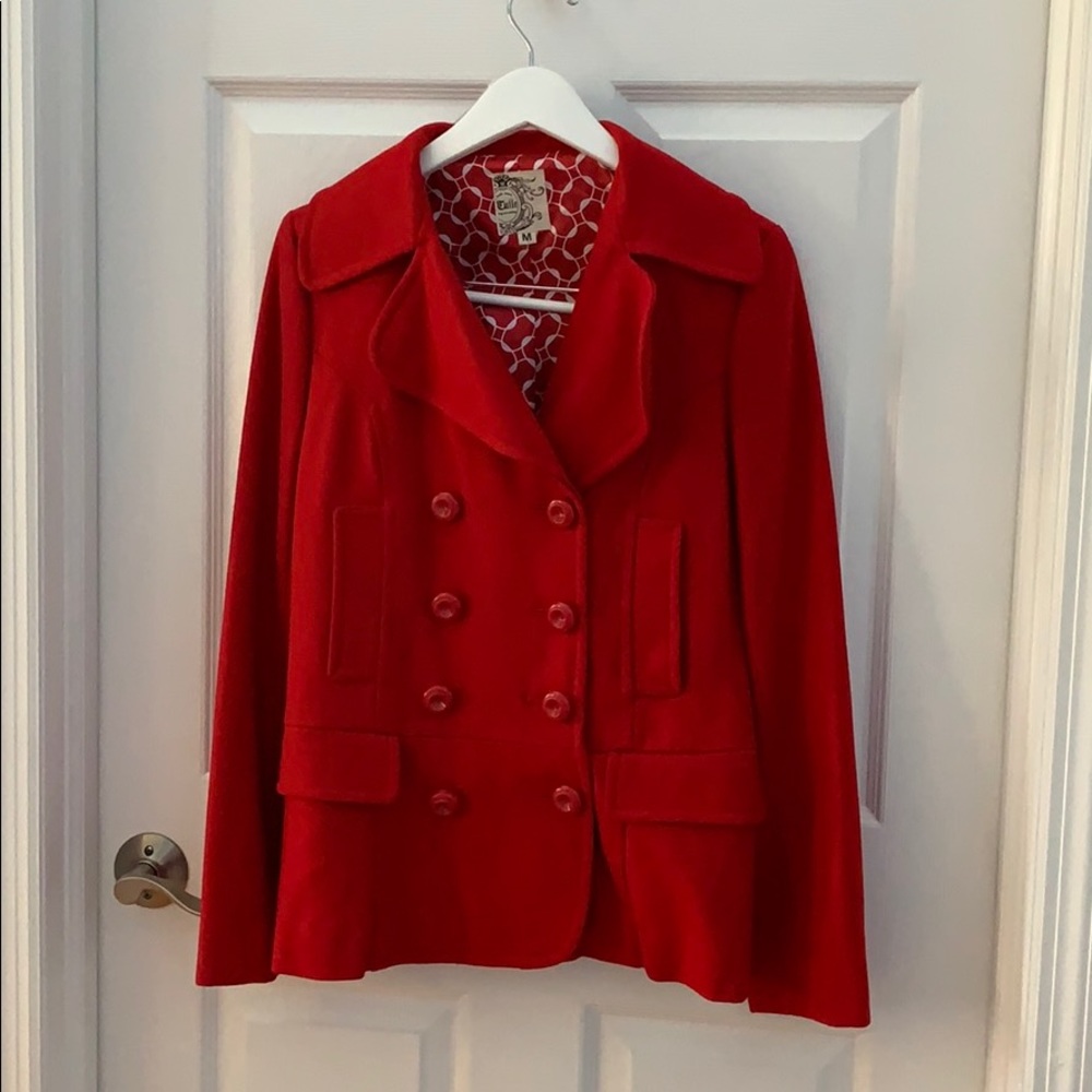 Red wool blend coat
